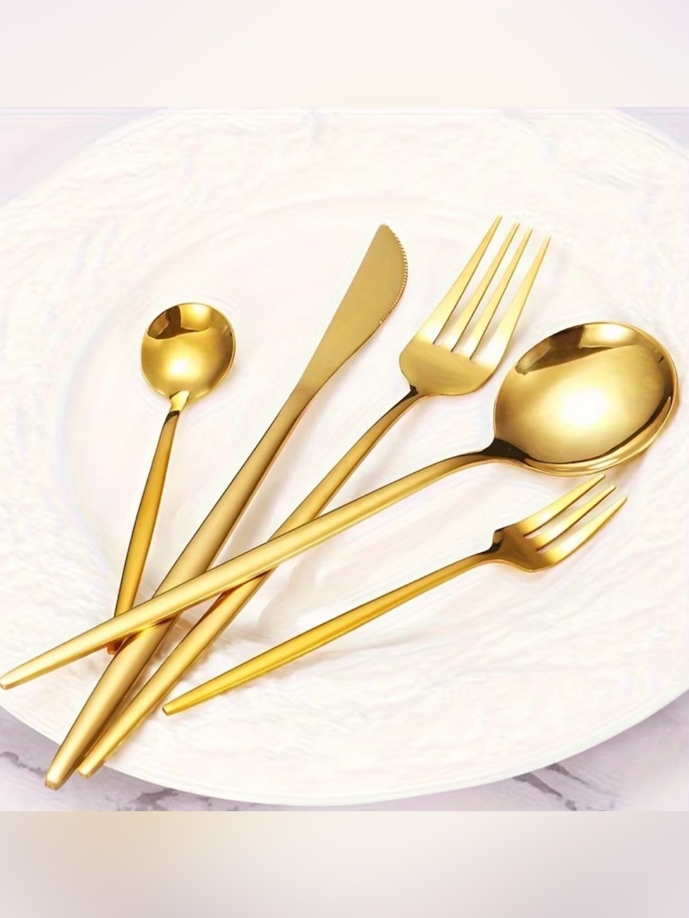 30 pcs Gold Stainless Steel Flatware Set - Elegant Home Dining